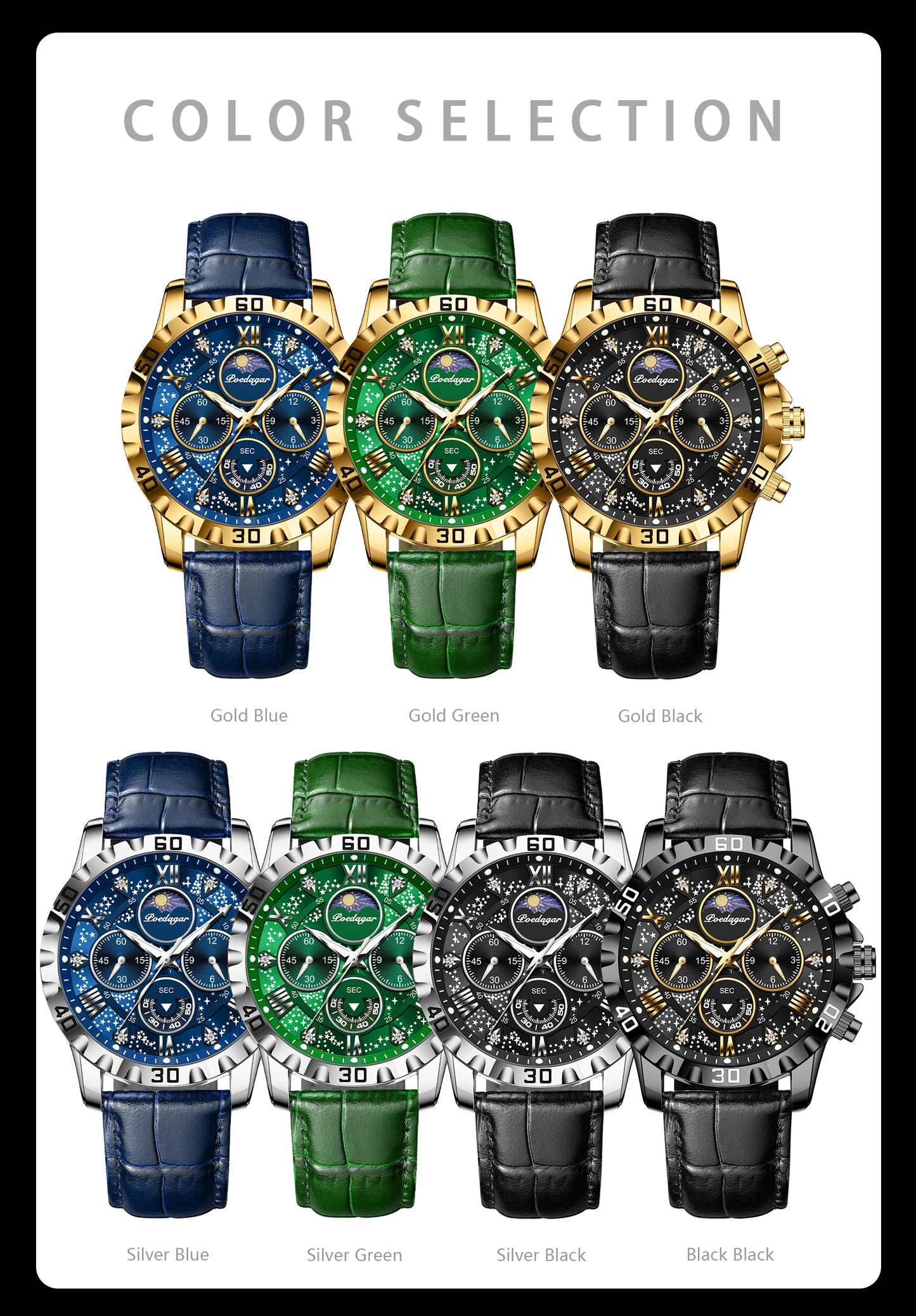 POEDAGAR Luxury Waterproof Watch