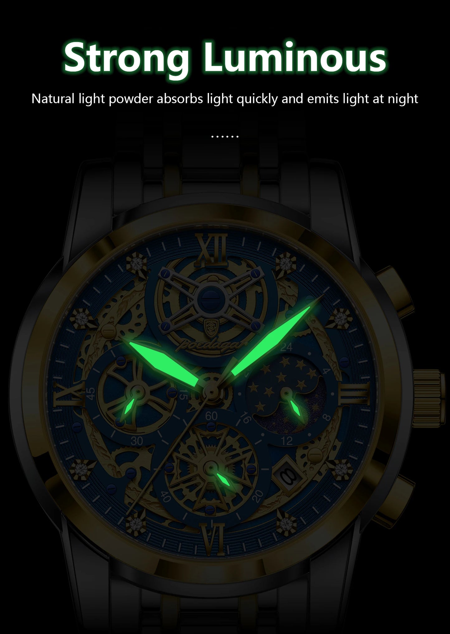 POEDAGAR Luxury High Quality Watch Waterproof