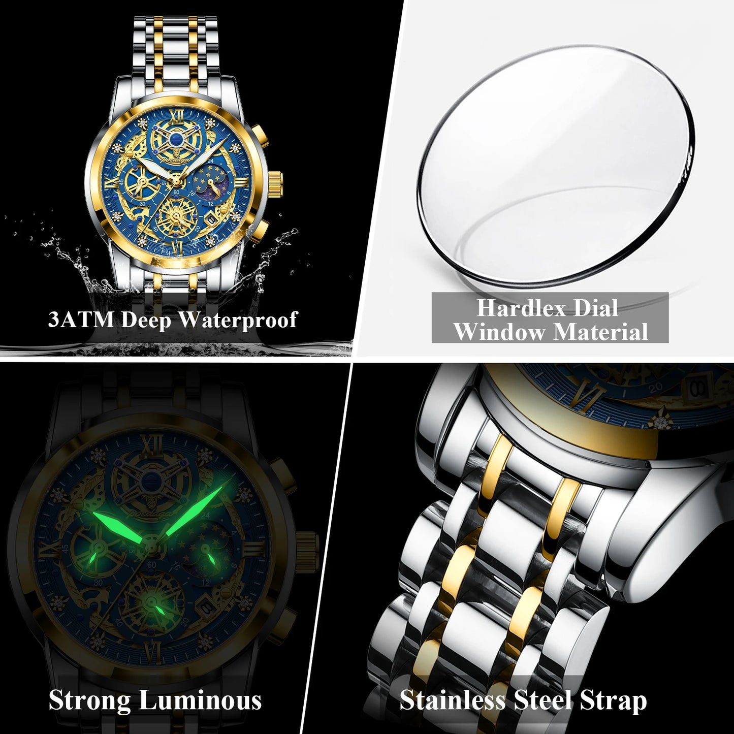 POEDAGAR Luxury High Quality Watch Waterproof