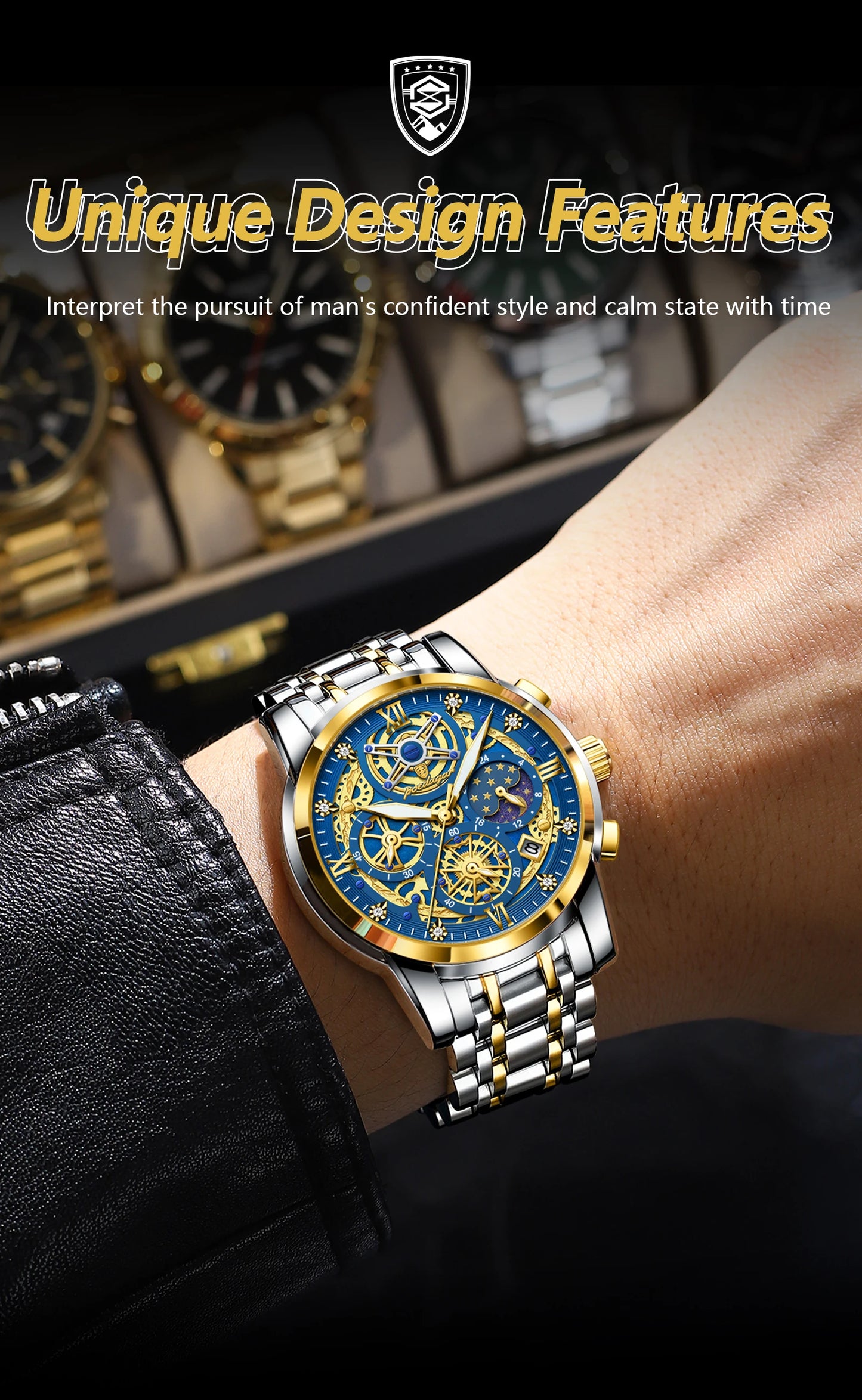 POEDAGAR Luxury High Quality Watch Waterproof
