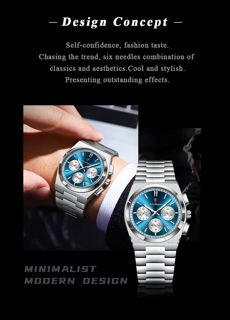 POEDAGAR Luxury Quartz Watch Sport