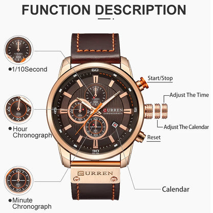 Luxury Chronograph Quartz Watch Men Sports