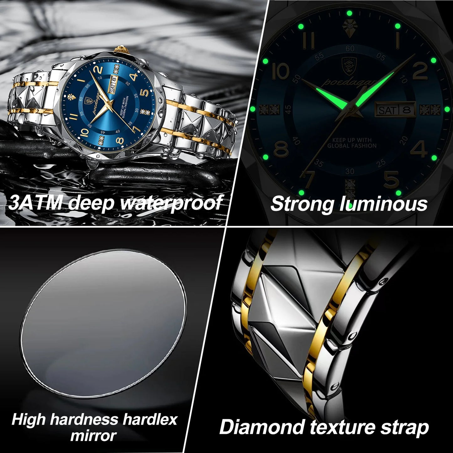 POEDAGAR Luxury Men Quartz Watch