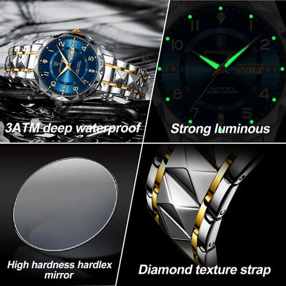 POEDAGAR Luxury Men Quartz Watch