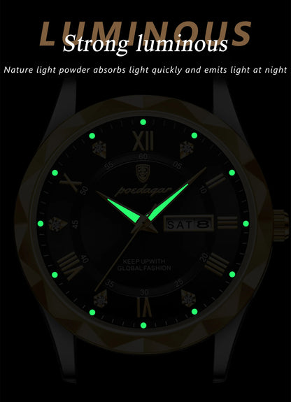 POEDAGAR Luxury Business Man Wristwatch Waterproof