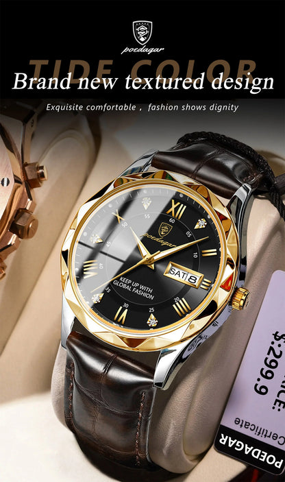 POEDAGAR Luxury Business Man Wristwatch Waterproof