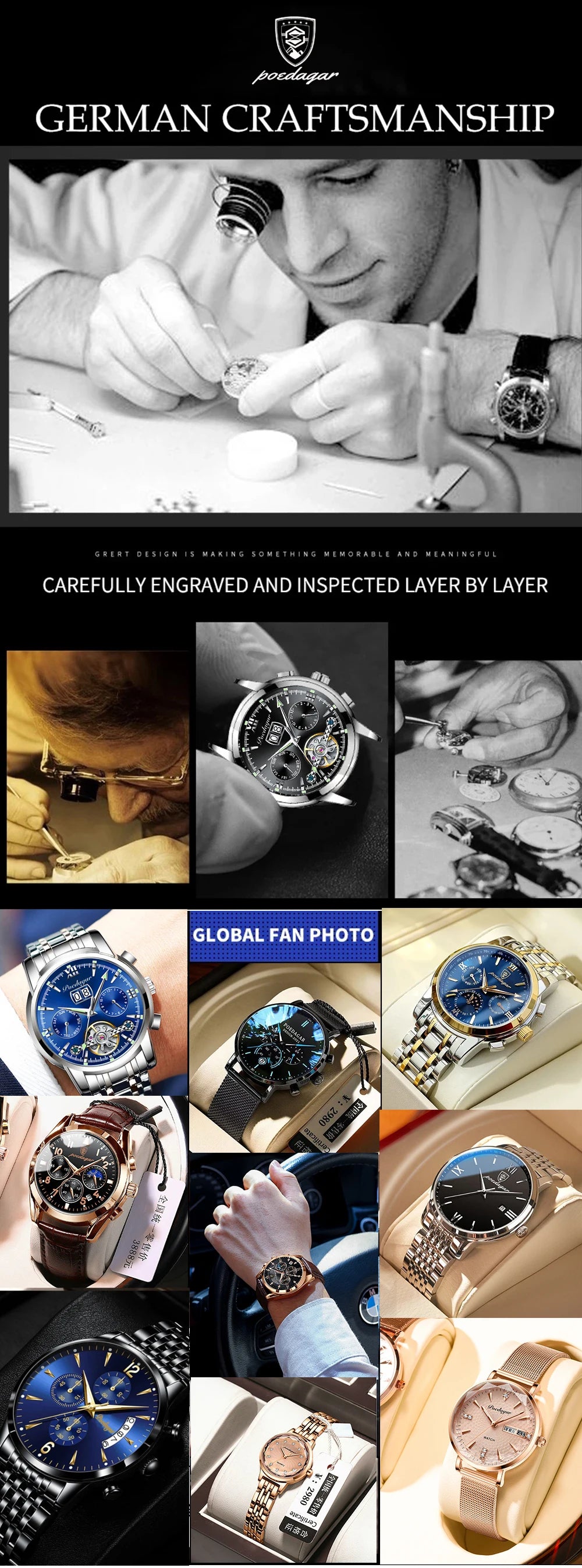 POEDAGAR Luxury Men Quartz Watch