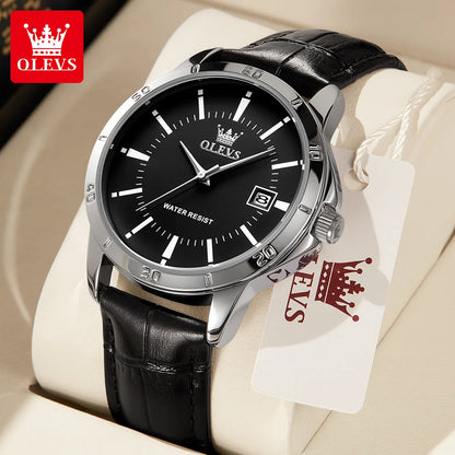OLEVS Watch Men Fashion Leather Strap
