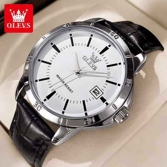 OLEVS Watch Men Fashion Leather Strap
