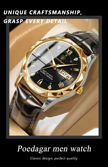 POEDAGAR Luxury Business Man Wristwatch Waterproof