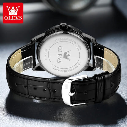 OLEVS Watch Men Fashion Leather Strap