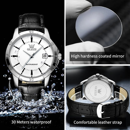 OLEVS Watch Men Fashion Leather Strap