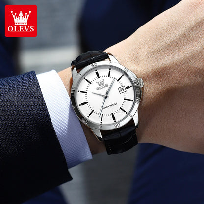 OLEVS Watch Men Fashion Leather Strap