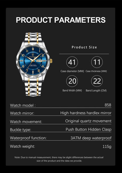 POEDAGAR Luxury Men Quartz Watch