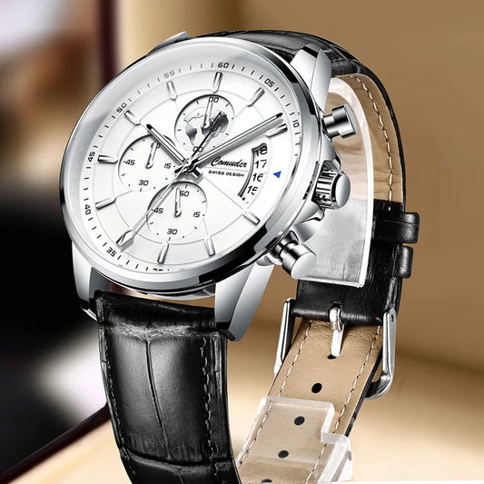 Men's Watch Leather Strap Quartz