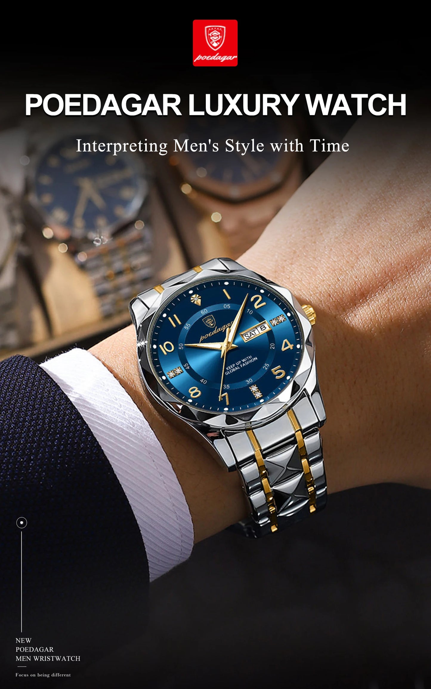 POEDAGAR Luxury Men Quartz Watch