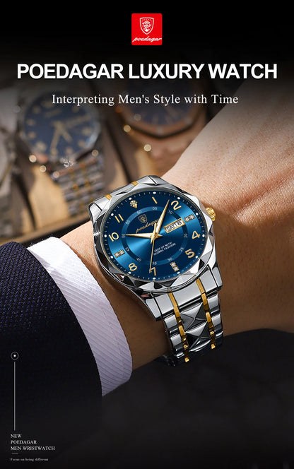 POEDAGAR Luxury Men Quartz Watch